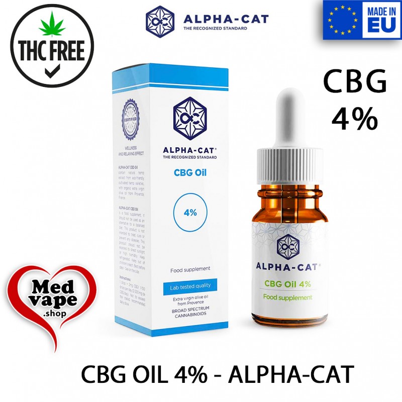 CANNABIGEROL CBG Oil (4%) – 10ml 400mg ALPHA-CAT MEDVAPE