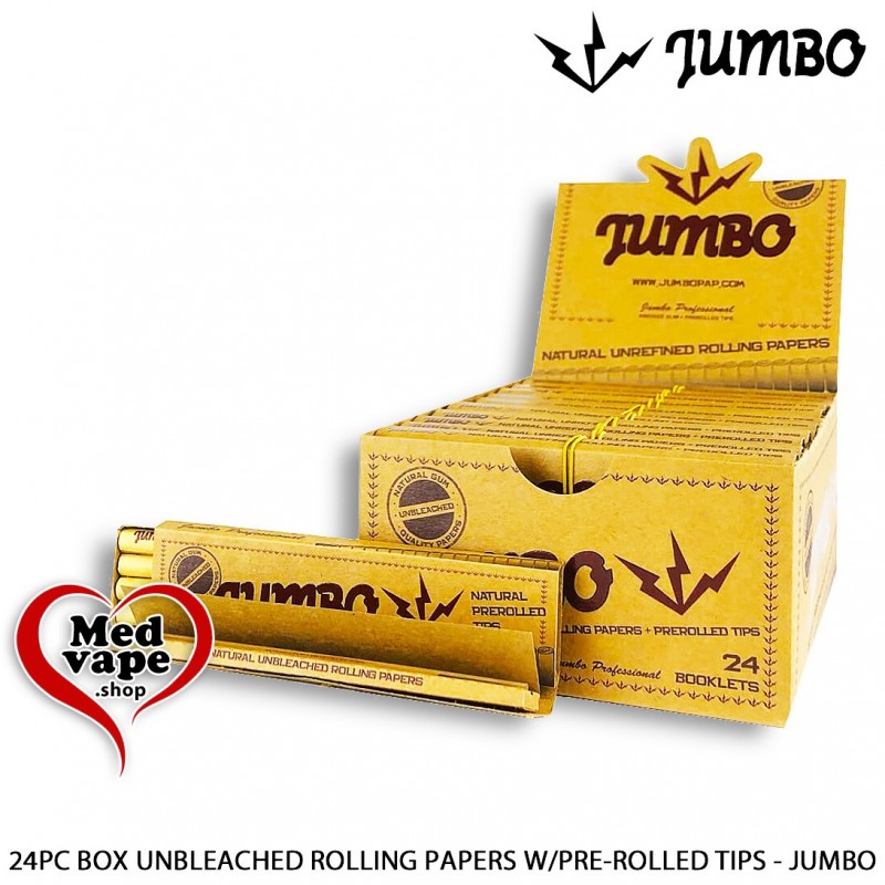 24PC DISPLAY BOX UNBLEACHED ROLLING PAPERS W/PRE-ROLLED TIPS - JUMBO WEED LEGAL THC MARIJUANA 24PC DISPLAY BOX UNBLEACHED ROLLING PAPERS W/PRE-ROLLED TIPS - JUMBO WEED LEGAL THC MARIJUANA