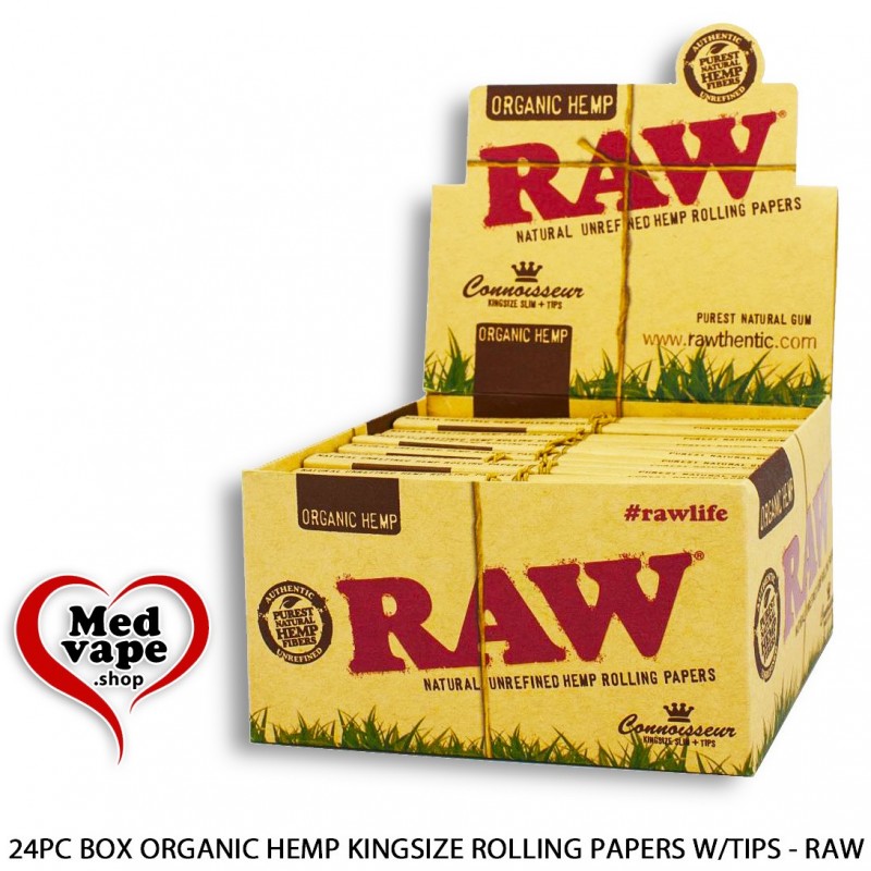24PC DISPLAY BOX ORGANIC HEMP CONNOISSEUR KINGSIZE ROLLING PAPERS W/TIPS - RAW weed thc MARIJUANA MEDVAPE 24PC DISPLAY BOX ORGANIC HEMP CONNOISSEUR KINGSIZE ROLLING PAPERS W/TIPS - RAW weed thc MARIJUANA MEDVAPE